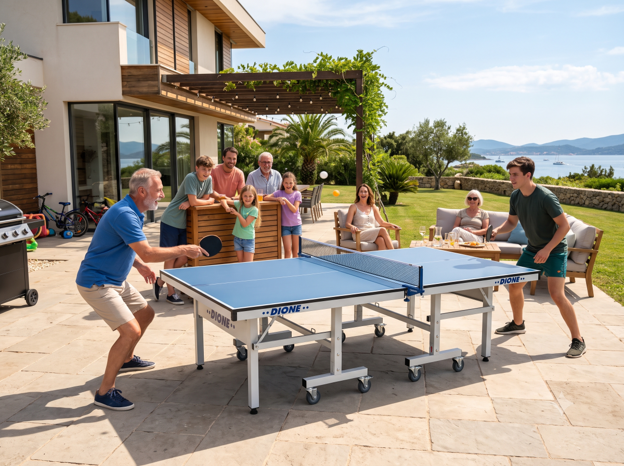 Welke tafeltennistafel is geschikt voor een gezamenlijke ruimte met kinderen en volwassenen?