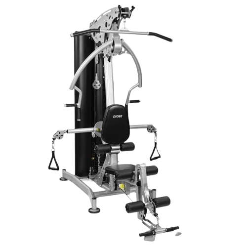 Squat rack en halterbank ingesteld voor een lange sporter