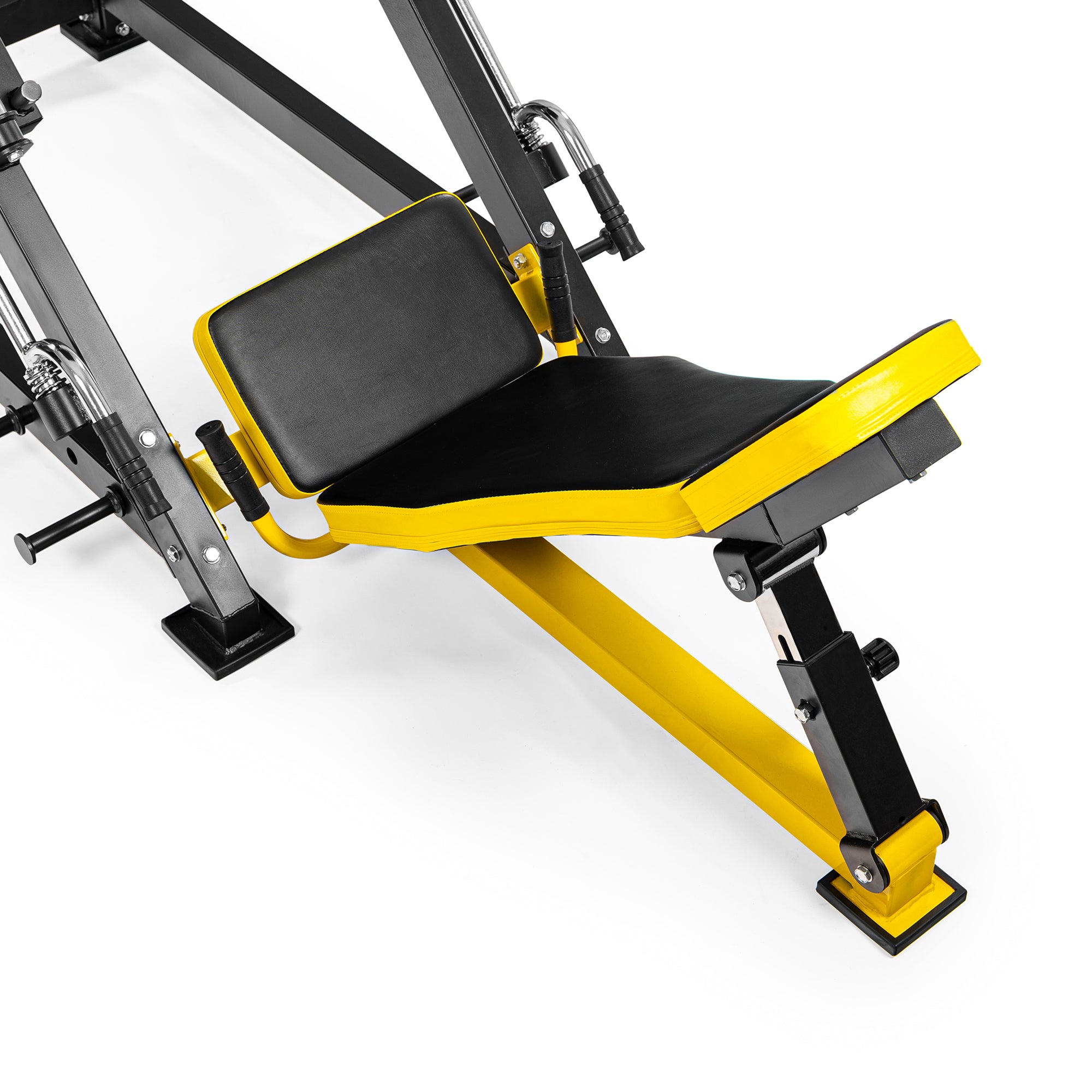 DIONE LP5000 leg press seat with sturdy black and yellow design for effective workouts at home.